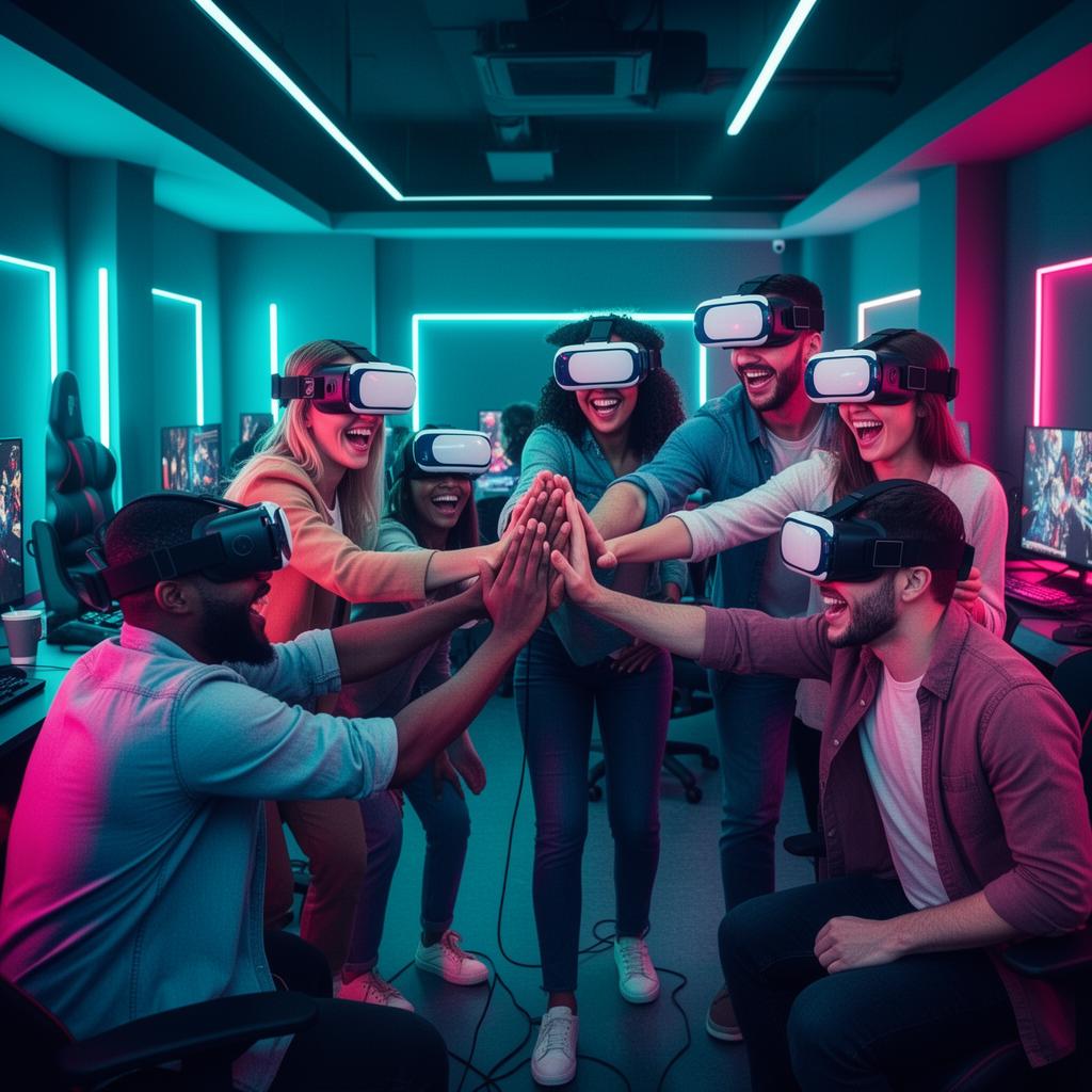 Grupo de amigos disfrutando experiencias VR en Go Game